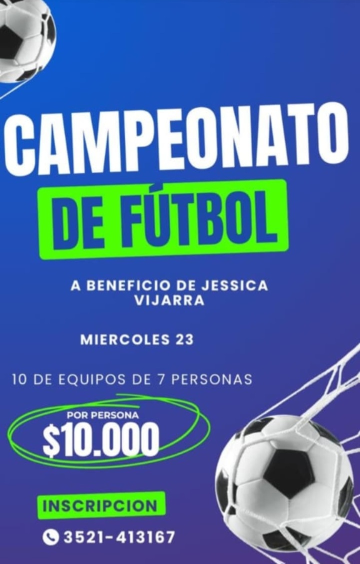 📣 CAMPEONATO DE FÚTBOL SOLIDARIO A BENEFICIO DE JESSICA VIJARRA